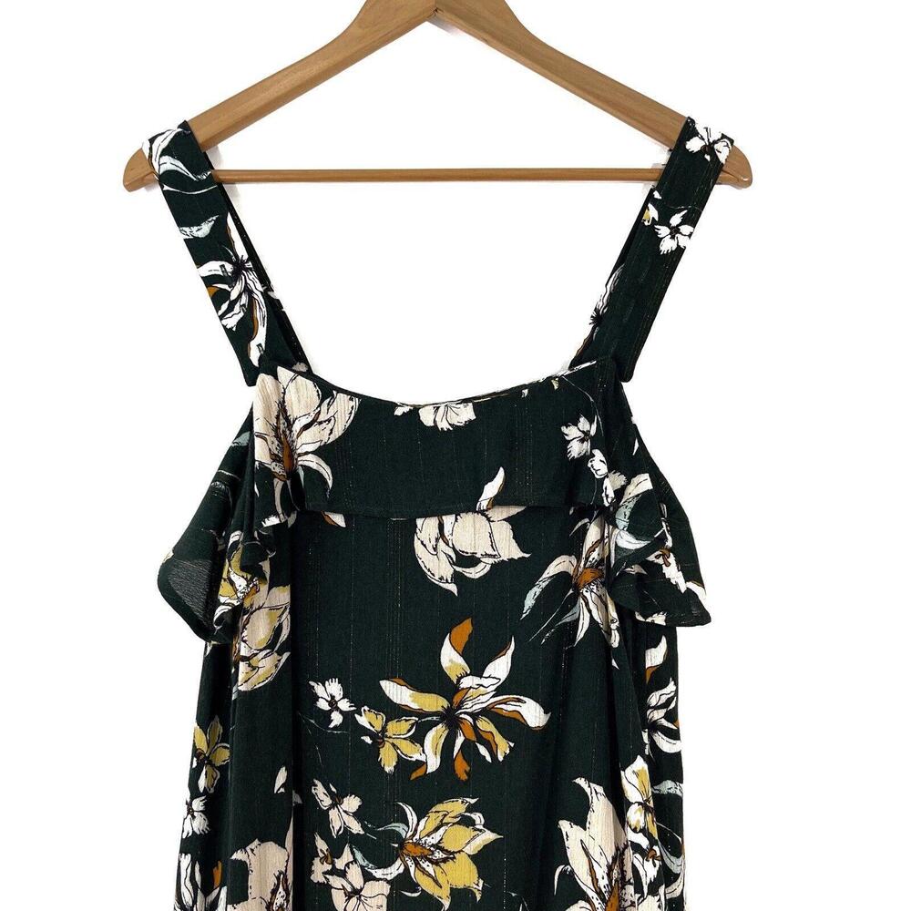 Knot Sisters Women’s Size Small Emerald Green Lily Floral Print Button Up Dress - Picture 10 of 12